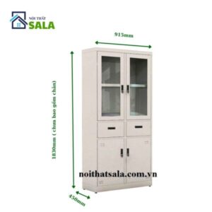 TỦ SẮT HỒ SƠ 2 CÁNH KÍNH MỞ 2 HỘC KÉO 2 CÁNH TÔN MỞ