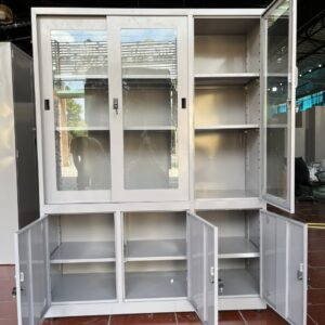 TỦ SẮT HỒ SƠ 2 CÁNH KÍNH LÙA 1 CÁNH KÍNH MỞ 3 CÁNH TÔN MỞ
